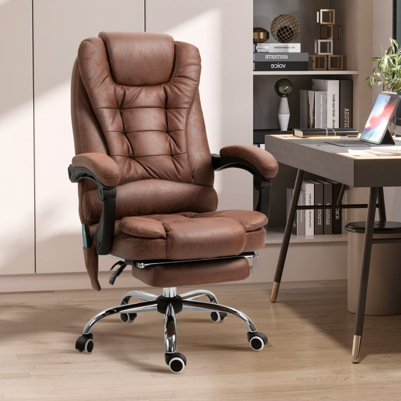 Brown Heated Massage Office Chair with Footrest