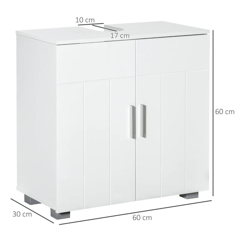 White Under Sink Storage Cabinet with Double Doors