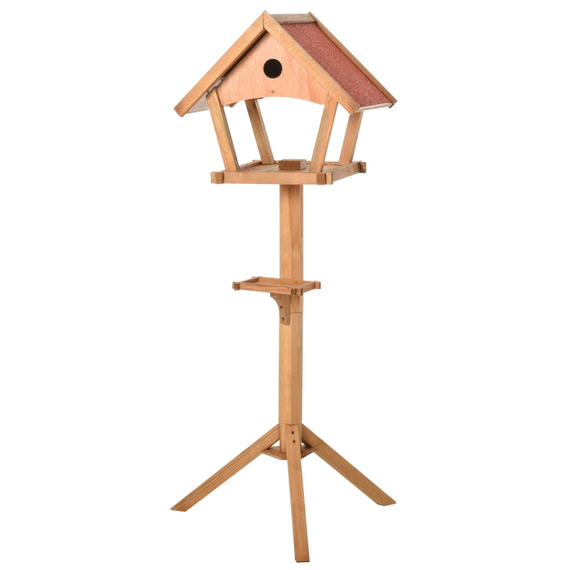 Wooden Garden Bird Feeder Stand, Weather Resistant, 49x45x139cm, Natural