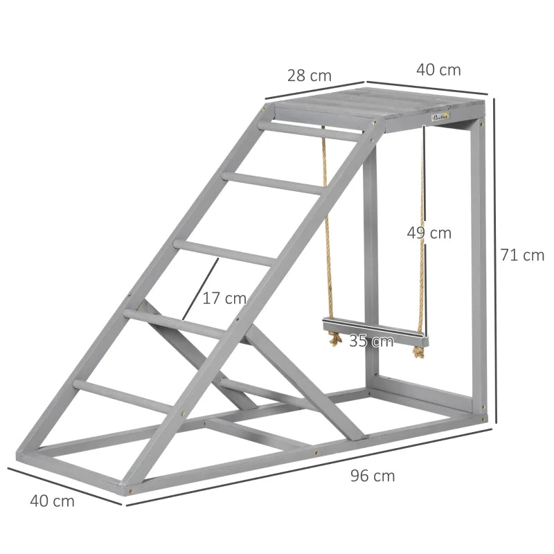 Grey Wooden Chicken Coop Playset with Swing & Ladder