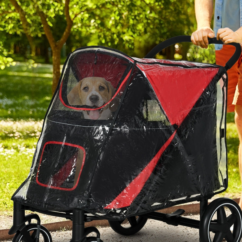 Black Dog Pram Rain Cover with Rear Entry