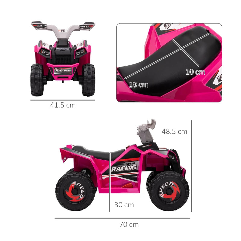 6V Pink Quad Bike for Toddlers, Wear-Resistant Wheels, Ages 18-36 Months