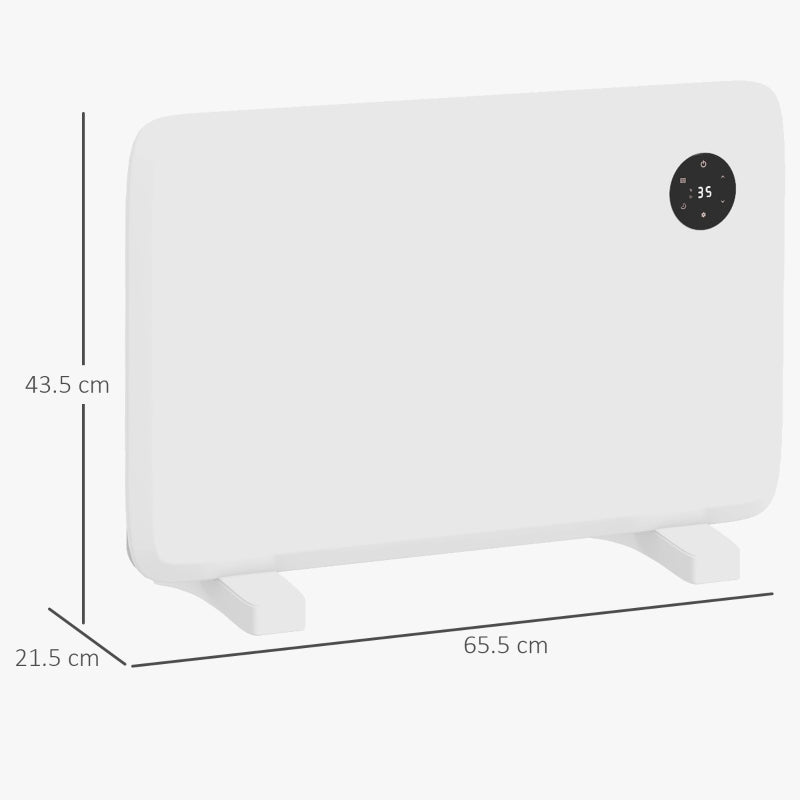 1200W White Electric Convector Heater, Freestanding/Wall Mounted, Adjustable Thermostat & Timer