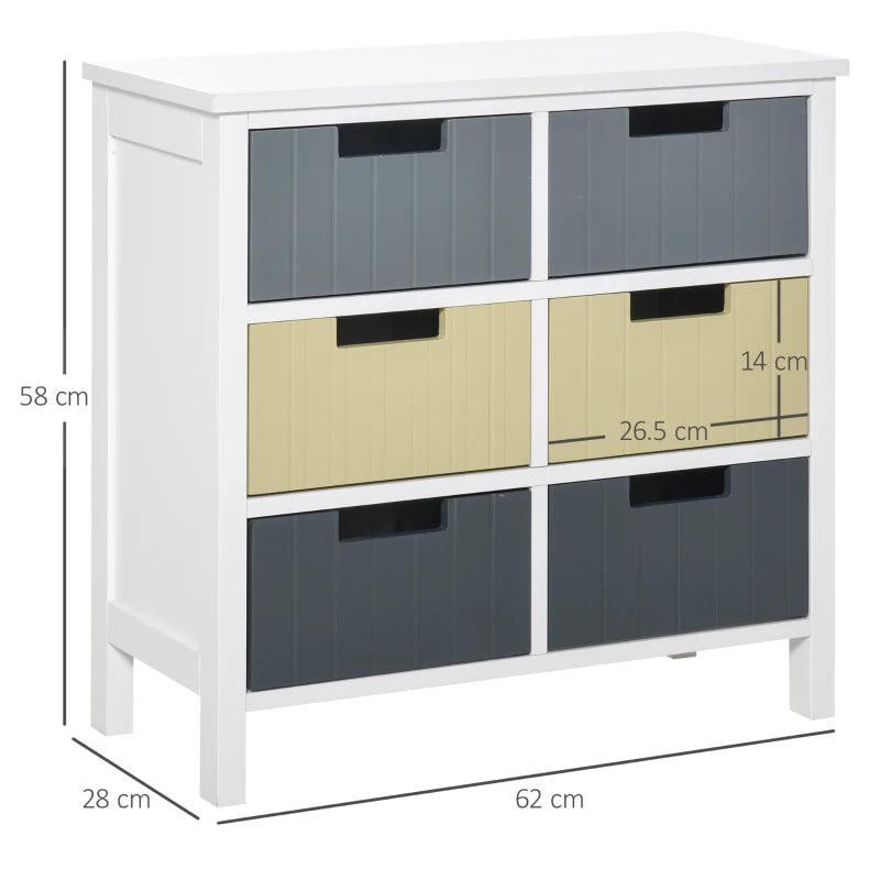 6-Drawer White Storage Tower with Wood Top - Bedroom Organizer