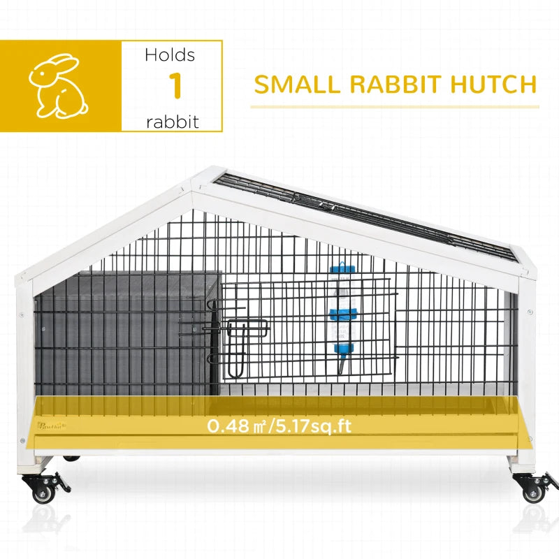 Dark Grey Small Animal Hutch with Wheels and Water Bottle