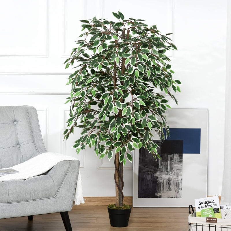 Green 160cm Artificial Ficus Silk Tree with Nursery Pot - Indoor Outdoor Decor