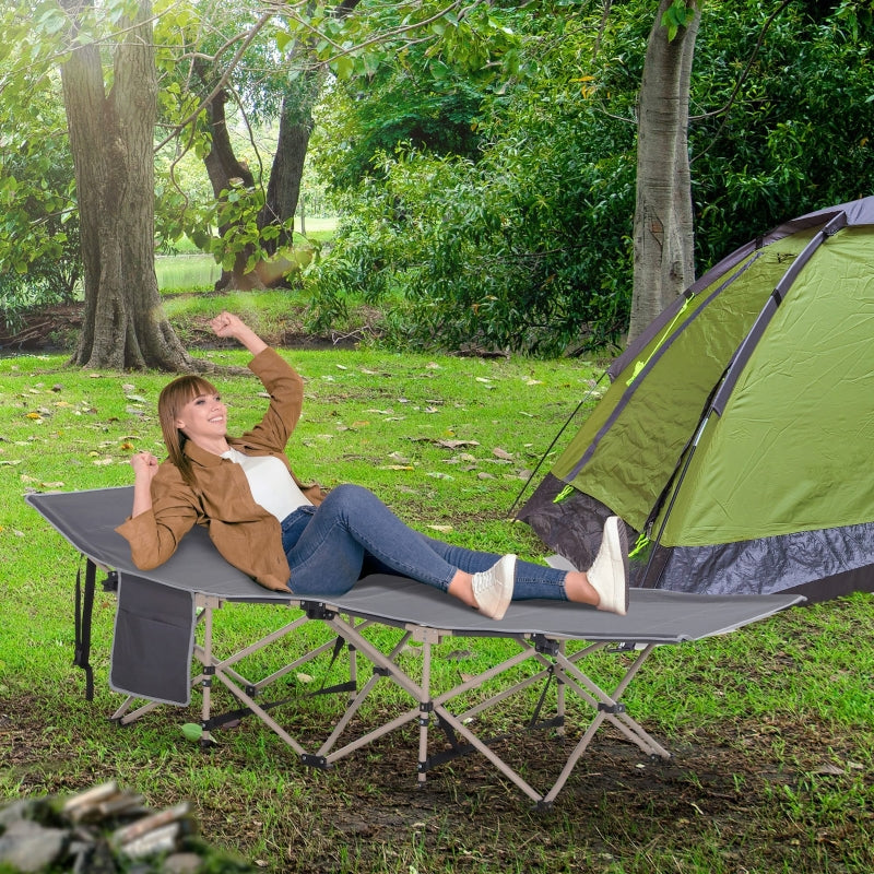 Grey Portable Camping Cot with Carry Bag