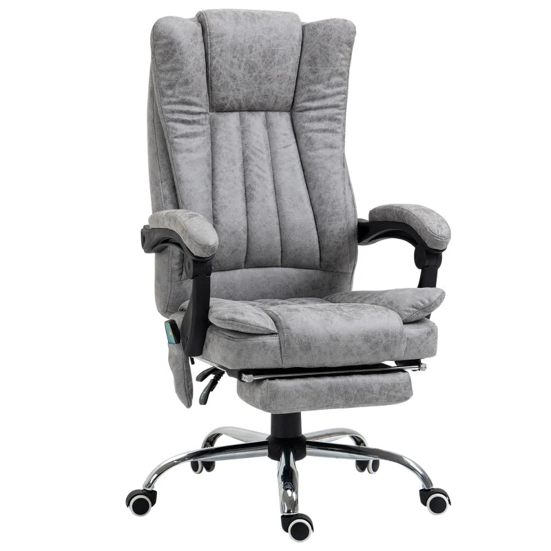 Grey Vibrating Massage Office Chair with Heat & High Back