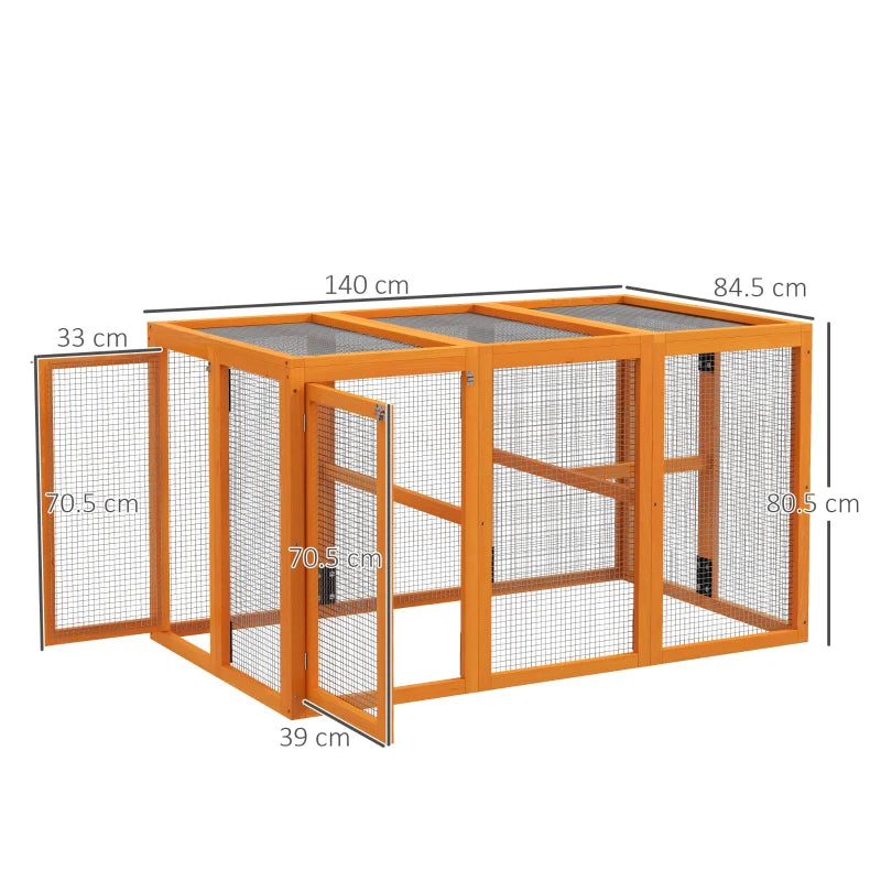 Orange Wooden Chicken Coop with Combinable Design, 80x140x84.5cm