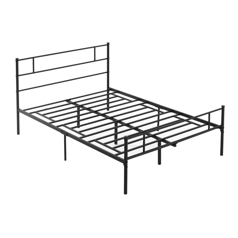 Black Metal Double Bed Frame with Storage Space