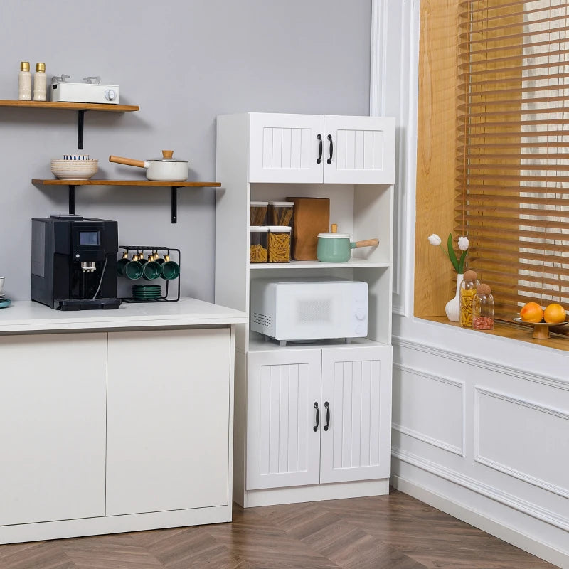 White 5-Tier Kitchen Storage Cabinet with Adjustable Shelf