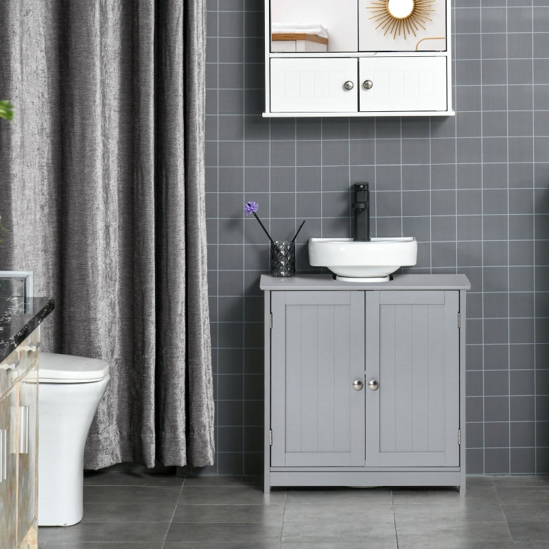 Grey Under-Sink Storage Cabinet with Adjustable Shelf - 60x60cm