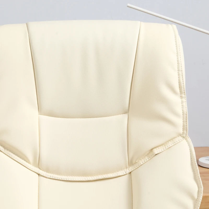 High Back Cream White Office Chair with Rocking Function