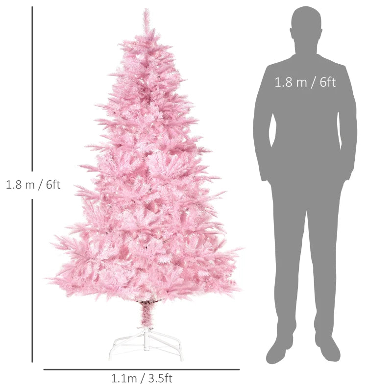 6FT Pink Artificial Christmas Tree with Automatic Open - Holiday Xmas Decoration