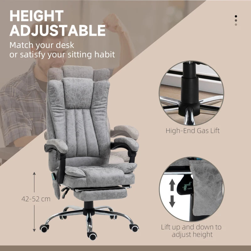 Grey Massage Office Chair with Heat & Footrest