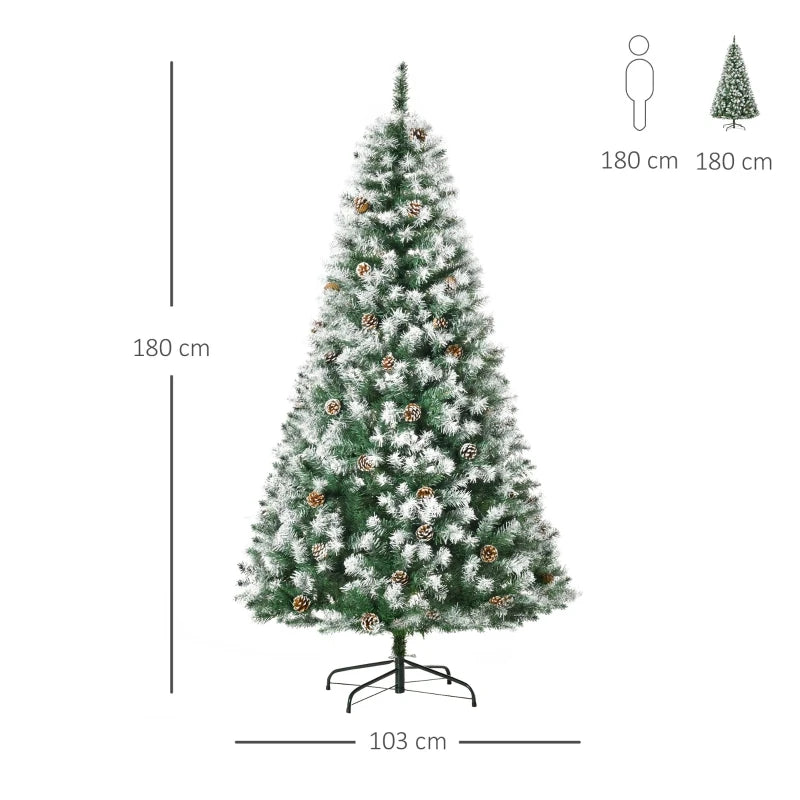 6FT Green Artificial Christmas Tree with Pine Cones - Holiday Xmas Decor