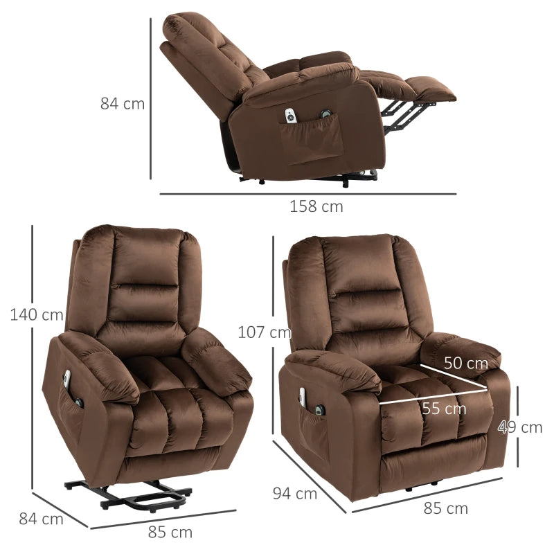 Brown Leathaire Massage Armchair with Heat and Reclining Back