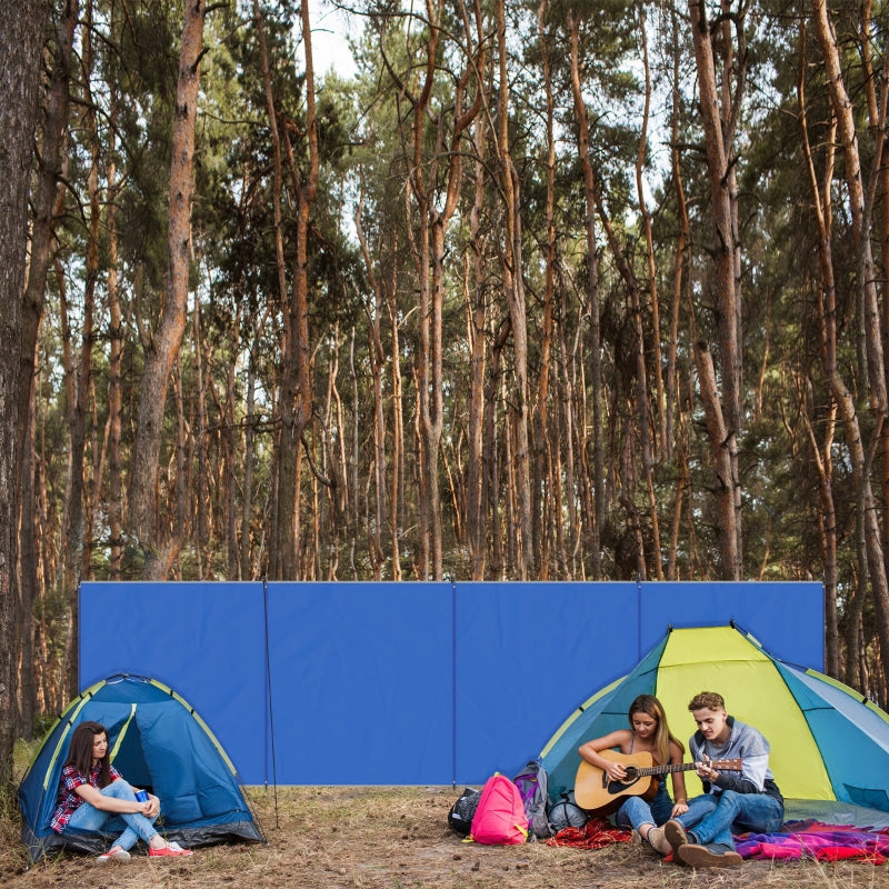 Blue Camping Windbreak Shelter with Carry Bag, Steel Poles - 540cm x 150cm