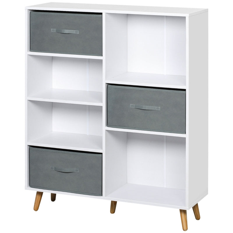 White 7-Cube Storage Cabinet with Fabric Drawers