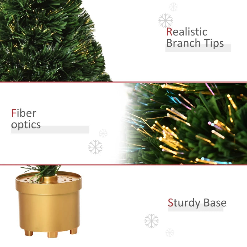 2FT Pre-Lit Fiber Optic Christmas Tree with Multi-Color LED Lights, Green