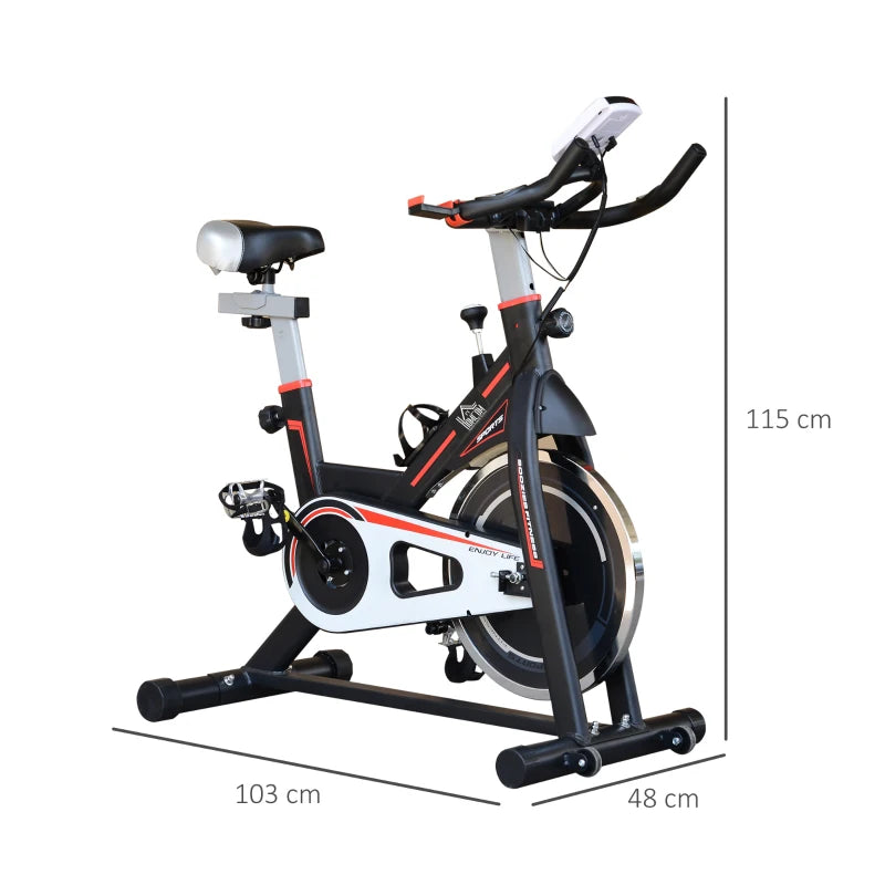 Black Indoor Cycling Exercise Bike with LCD Display and Heart Rate Sensor