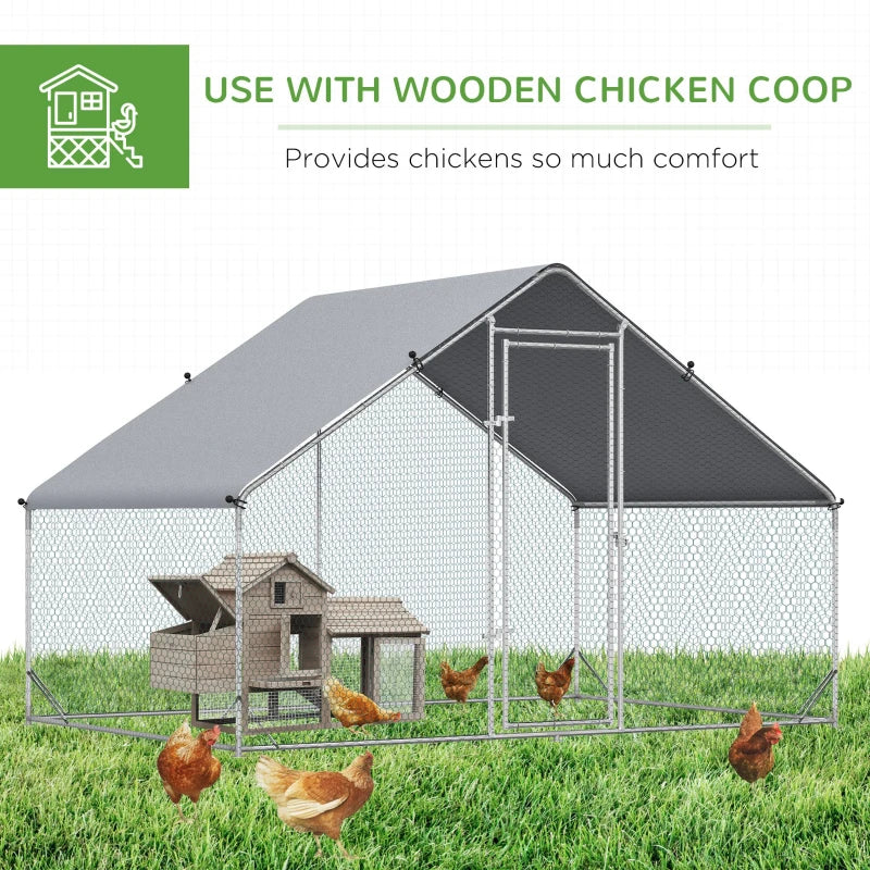 Galvanised Chicken Run with Water-Resistant Cover, 3x2x2m