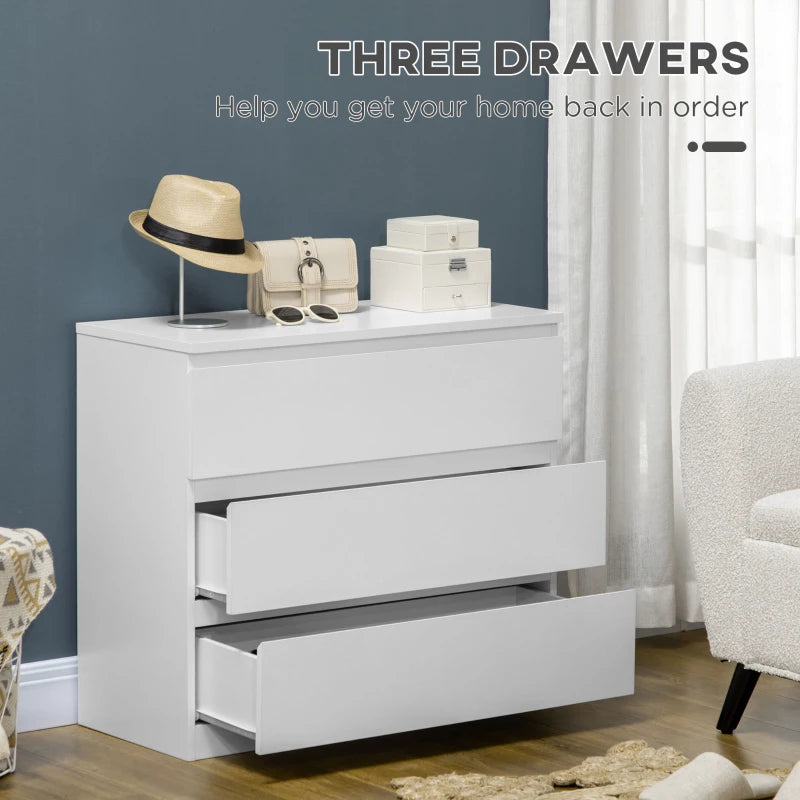 White 3-Drawer Storage Chest for Bedroom and Living Room