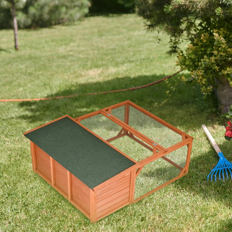 Orange Outdoor Small Animal Hutch with Run and Openable Roof 125.5 x 100 x 49cm