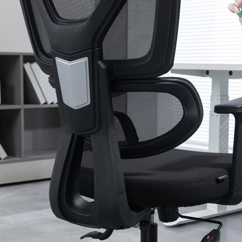 Black Mesh Office Chair with Lumbar Support & Swivel Wheels