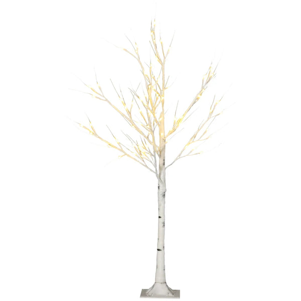 4ft White Birch Tree with Warm White LED Lights - Indoor/Outdoor
