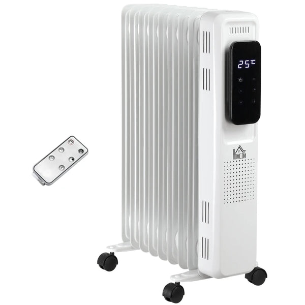 White 2000W Oil Filled Radiator Heater with Timer & Remote Control