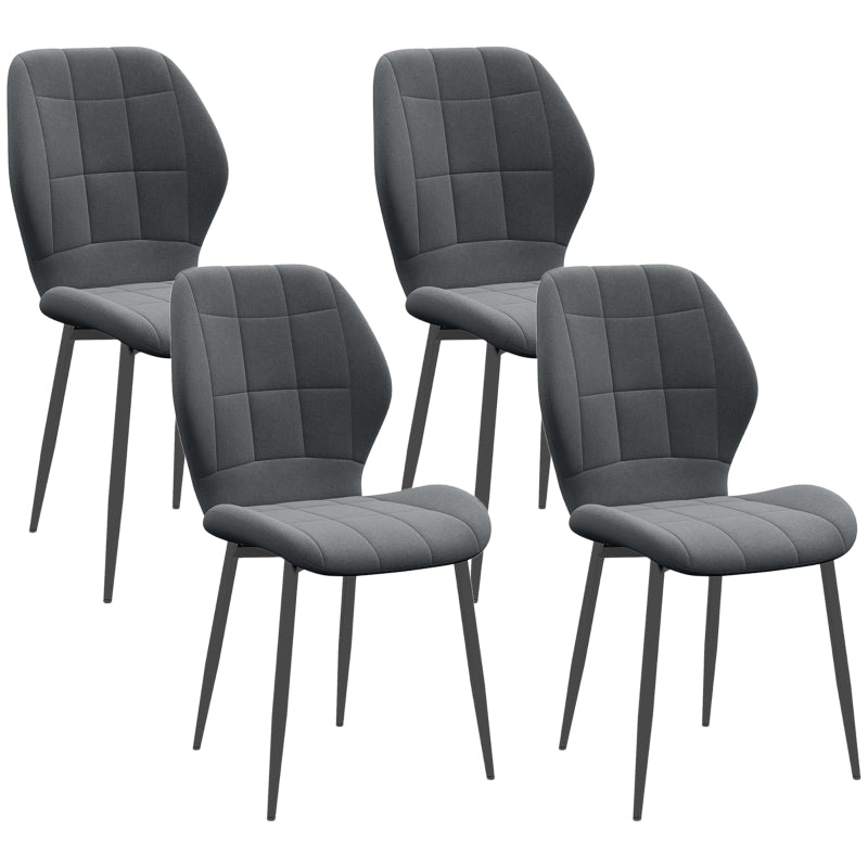 Set of 4 Dark Grey Flannel Tub Dining Chairs