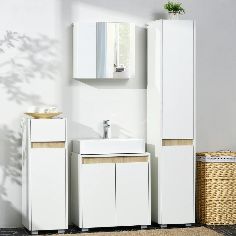 White Tall Bathroom Storage Cabinet with Adjustable Shelves