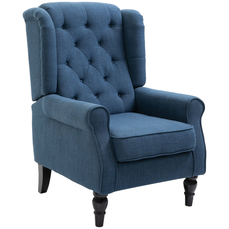 Blue Retro Wingback Accent Chair for Living Room and Bedroom