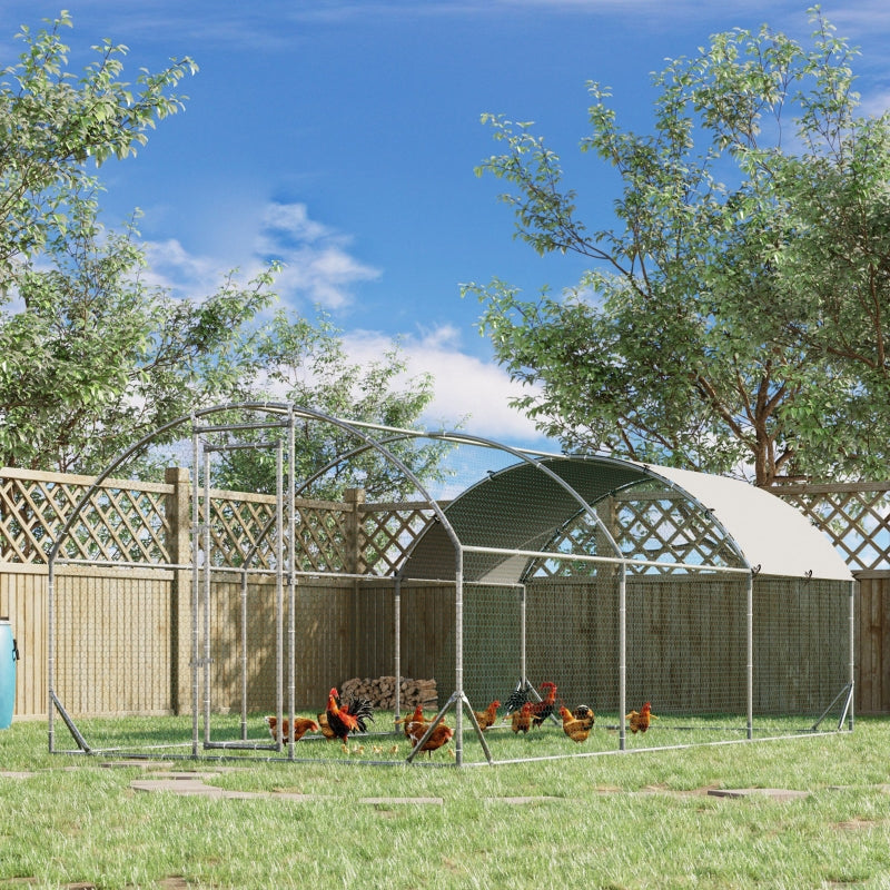 Large Galvanised Chicken Coop with Cover - 5.7 x 2.8 x 2m - Grey