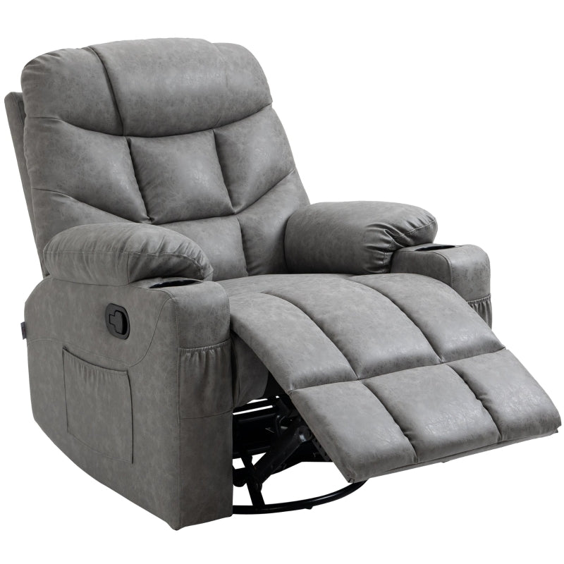 Grey Faux Leather Reclining Armchair