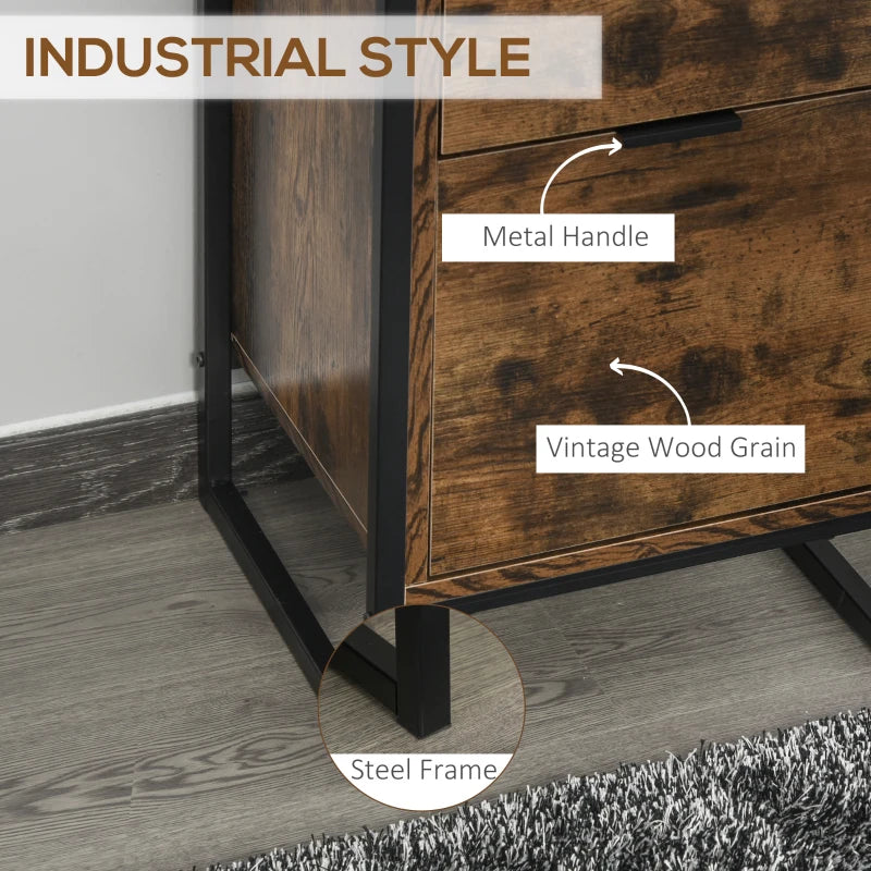 Rustic Brown 3-Drawer Industrial Dresser