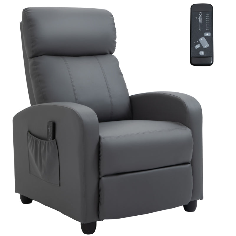 Grey Massage Recliner Armchair with Adjustable Leg Rest