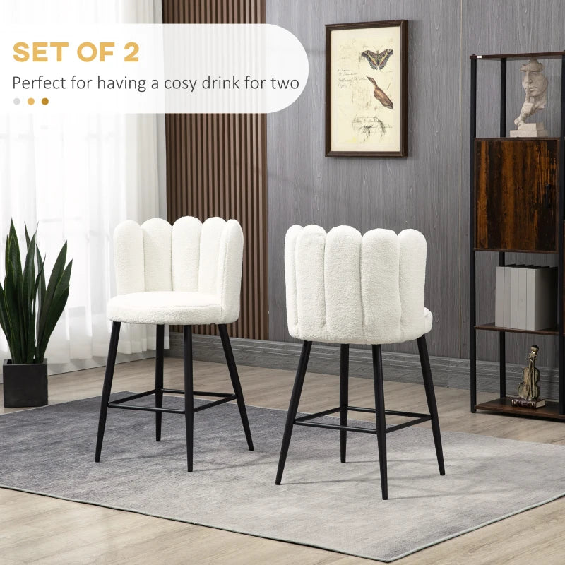 Modern Cream Faux Cashmere Bar Stools Set of 2