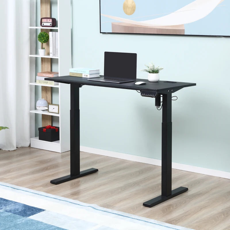 Black Electric Standing Desk, 120x60cm Memory Preset Workstation