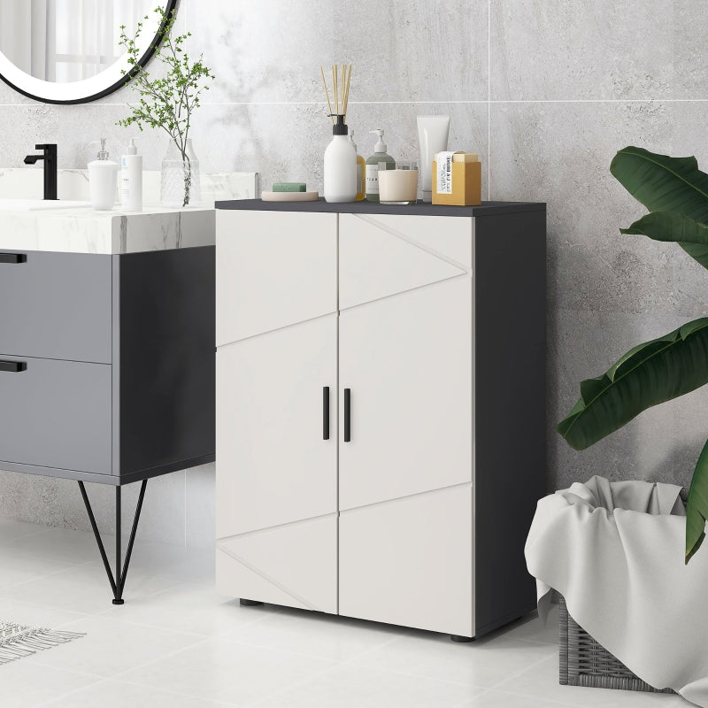 Grey Bathroom Storage Cabinet with 2 Doors and Adjustable Shelves