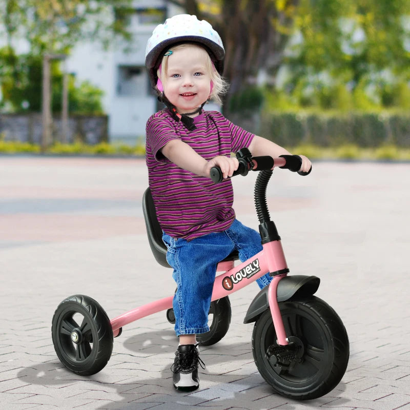 Kids Pink 3-Wheel Toddler Tricycle for Ages 1.5-4