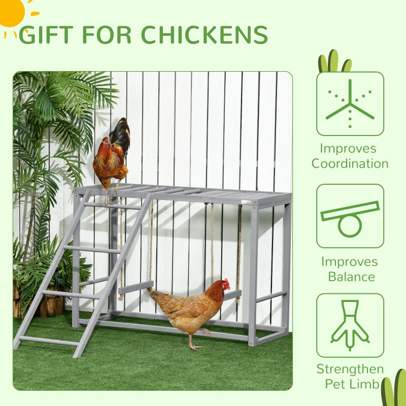 Grey Chicken Coop with Swing Set for 3-4 Chickens