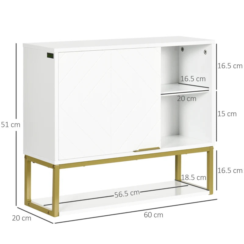 White Bathroom Wall Cabinet with Door and Shelves