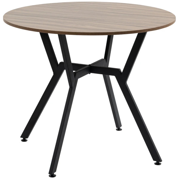 Brown Dining Table with Black Legs - 90 x 76 cm, Anti-slip Foot Pads