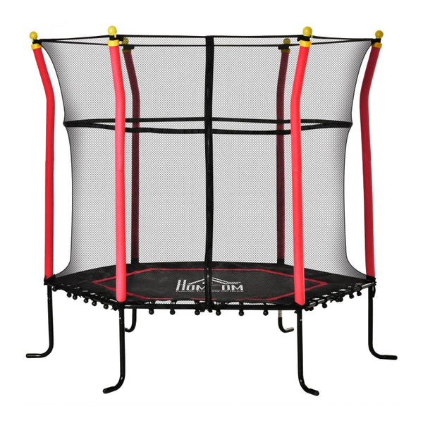 Red 5.2FT Kids Trampoline with Enclosure Net - Indoor/Outdoor Mini Trampoline for Ages 3-10