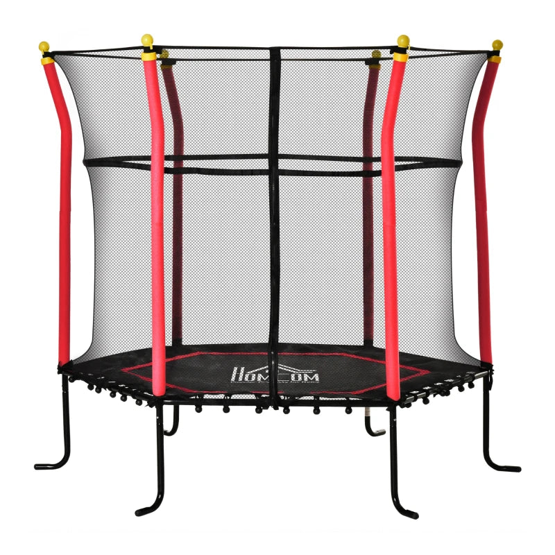 Red 5.2FT Kids Trampoline with Enclosure Net - Indoor/Outdoor Mini Trampoline for Ages 3-10