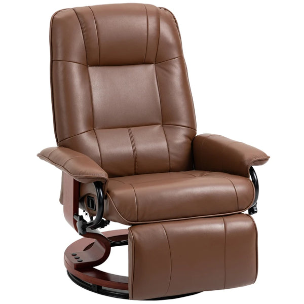 Brown Faux Leather Reclining Armchair with Footrest