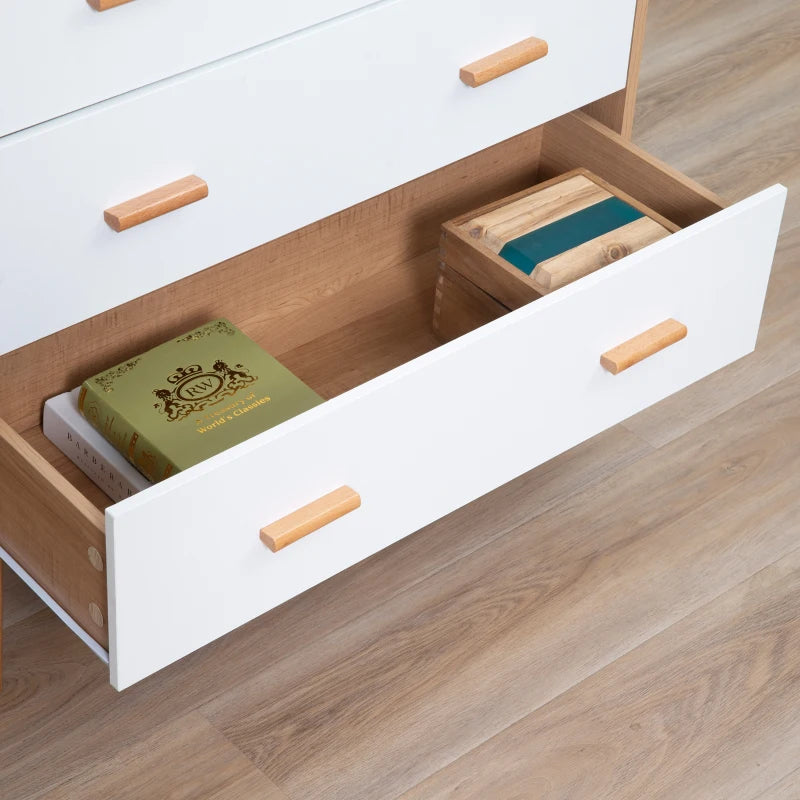 3-Drawer White and Natural Bedroom Storage Cabinet