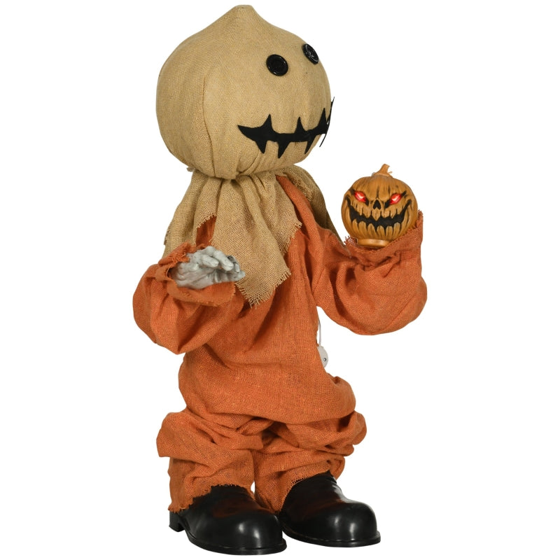 Black Halloween Scarecrow with Light-Up Eyes and Sound Activation